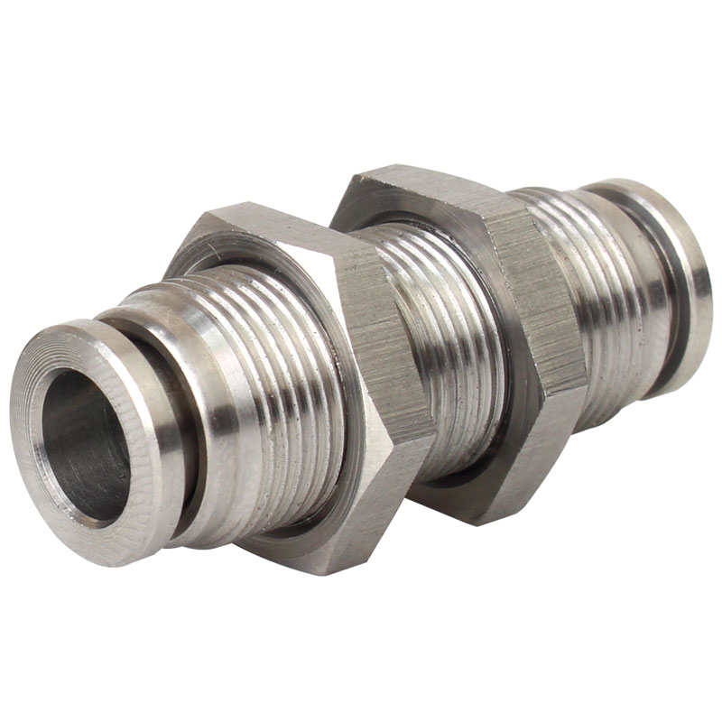 304不锈钢气动接头PM隔板快插接头PM4/6/8/10/12/16气管快速接头