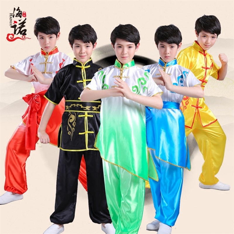 儿童武术服装真丝绸太极服中国功夫表演服长短袖武校比赛练武服装
