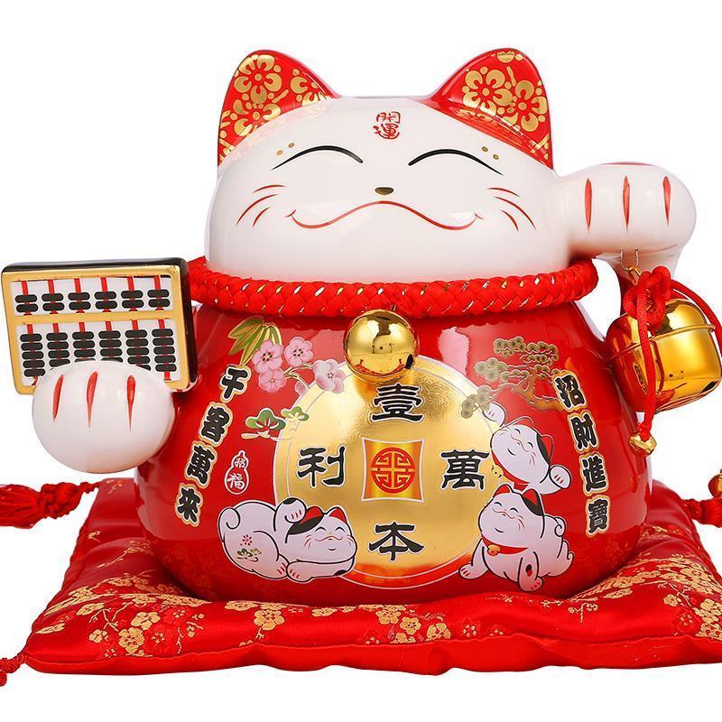 现货新疆包邮招财猫摆件 创意乔迁送E礼品 家居店铺开业陶瓷猫大