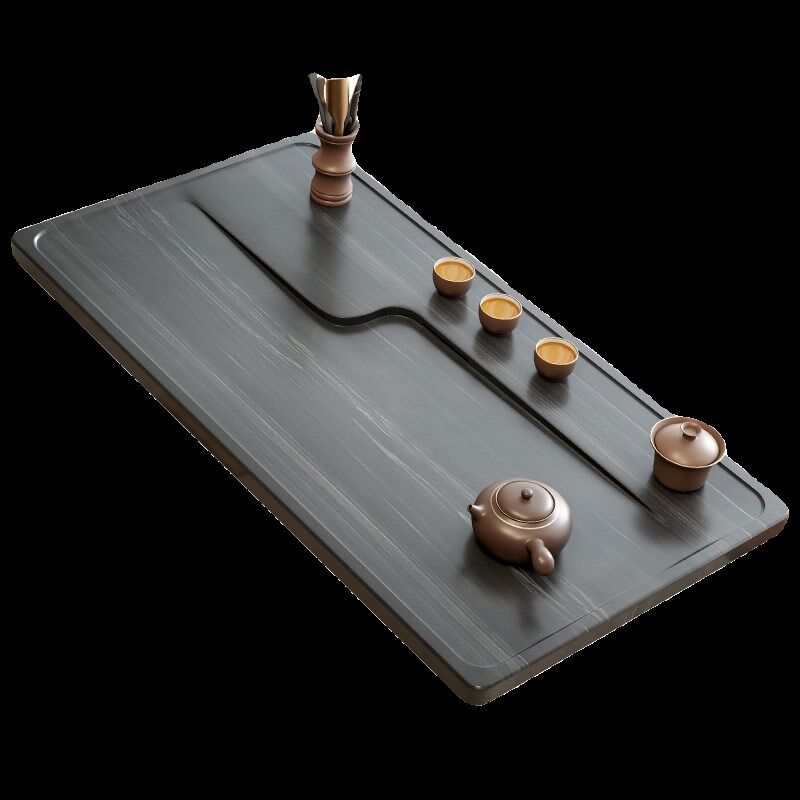 天然乌金石茶盘家用2024新款整块石头办公室用小型干炮台茶台石板