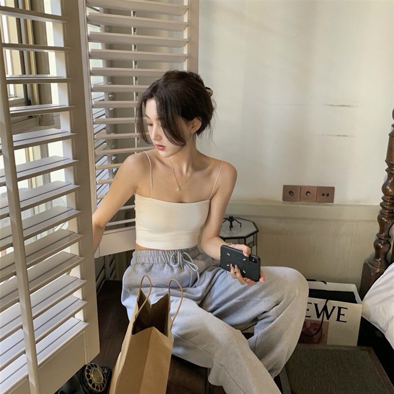 现货21春夏细带吊n带背心打底衫内搭ins欧美风外穿无钢圈带胸垫抹