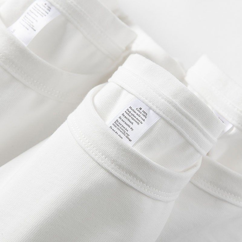 春秋碳素磨毛重磅圆领男士长袖t恤加厚白色内搭打底衫男女款