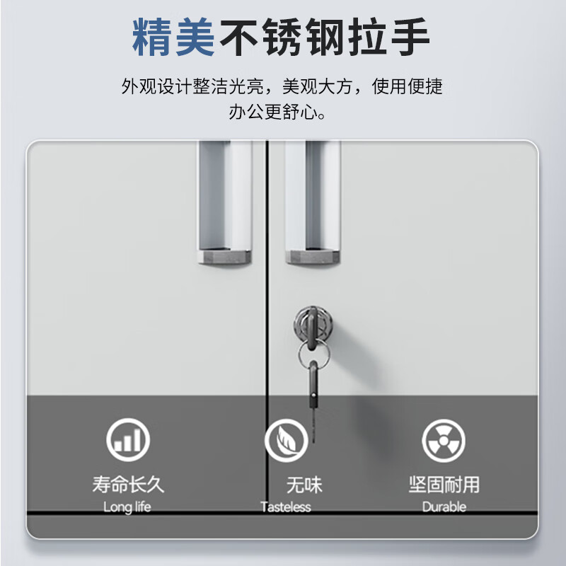 铁皮文件柜矮柜办公室收纳柜档案柜财务资料收纳柜带锁对开门柜子
