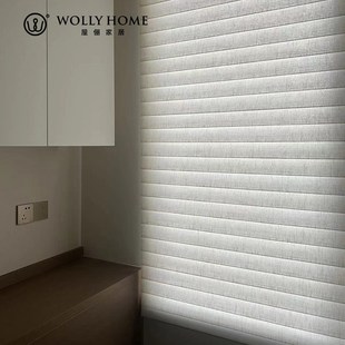 有样 手动电动亚麻香格里拉帘办公室阳光房半遮光伸缩遮阳百叶帘