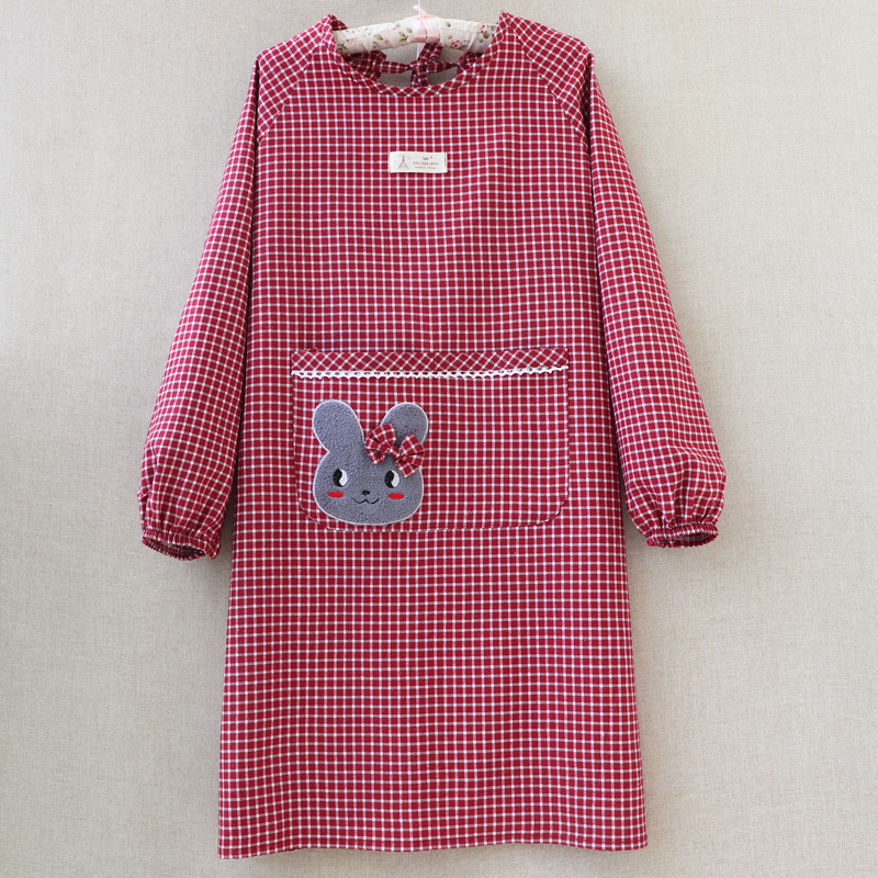 2022b新款围裙厨房家用长袖棉布料女韩版防污做饭大人全身反穿罩