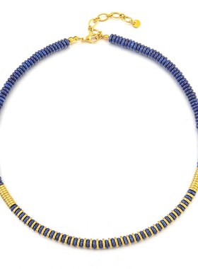 天然石青金石飞盘串珠项链不掉色女复古埃及轻奢高级感锁骨链项饰