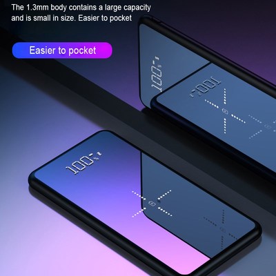 10000mAh Ultra thin mirror wireless powerbank for iPhone X