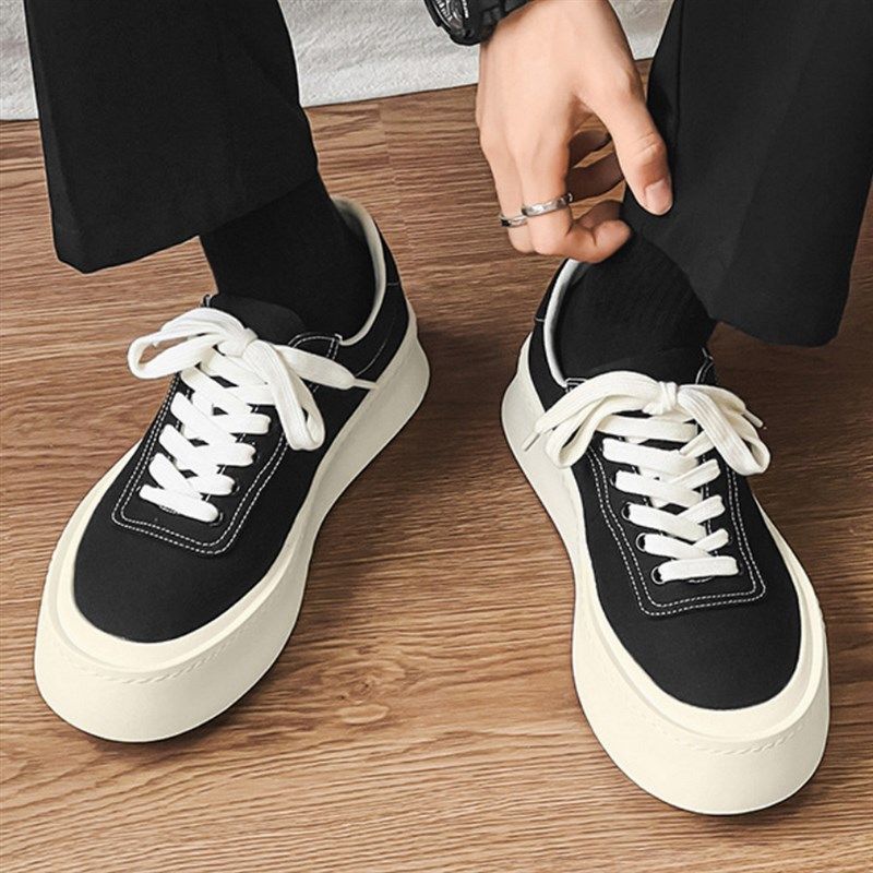 板鞋男鞋夏季透气时尚简约青年百搭厚底小众高级感帆布休闲鞋男生,流行男鞋,休闲板鞋,淘宝优惠券,粉丝福利购,淘宝优惠卷