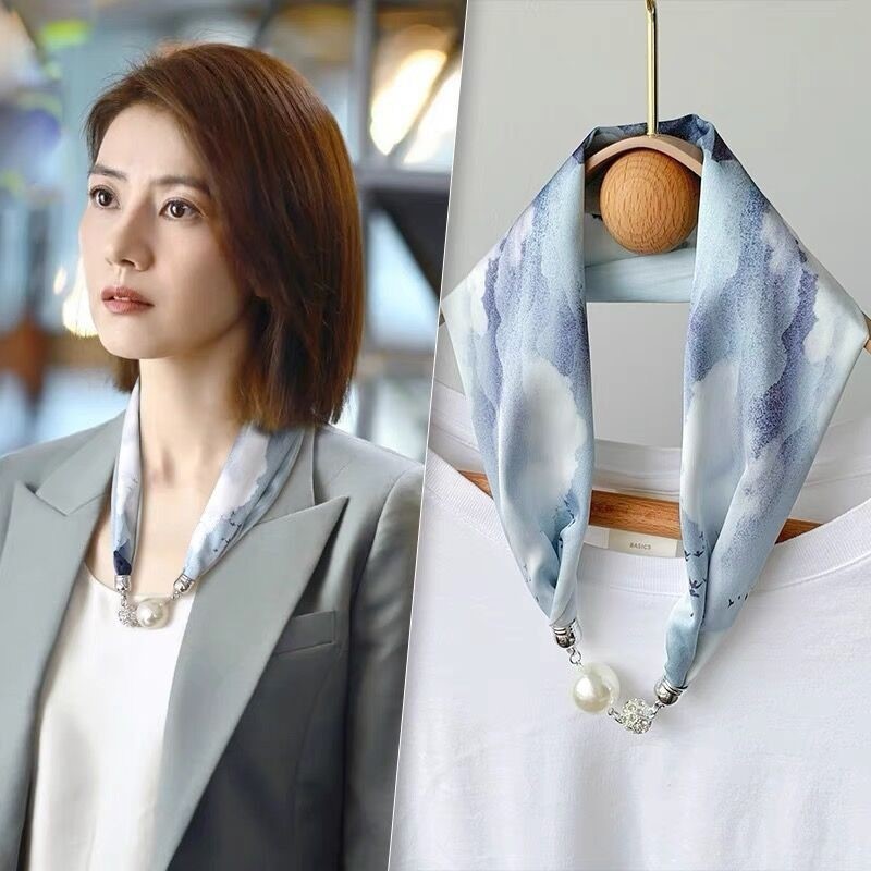 新品磁扣丝巾项链发带高级感网红新款磁力扣手链小长条女春夏天护