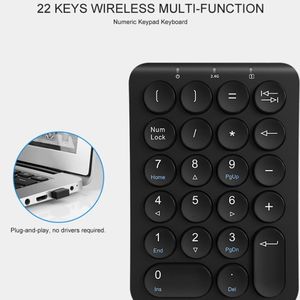 B.O.W Portable Slim Mini Number Pad,22 Keys 2.4Ghz Wireless