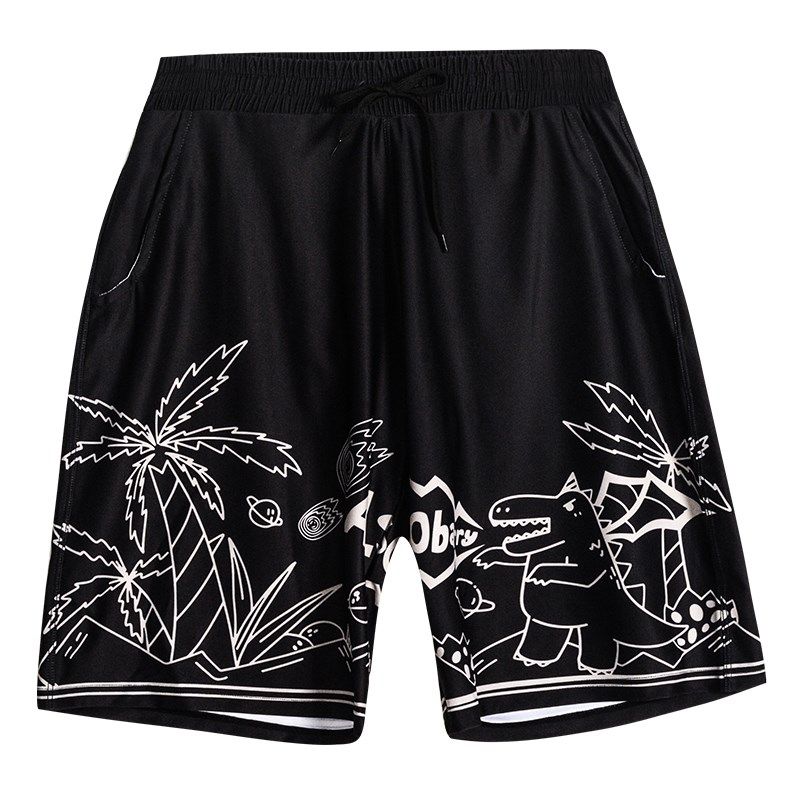 男士沙滩裤中长款五分裤平角防尴尬温泉海边套装大码时尚印花