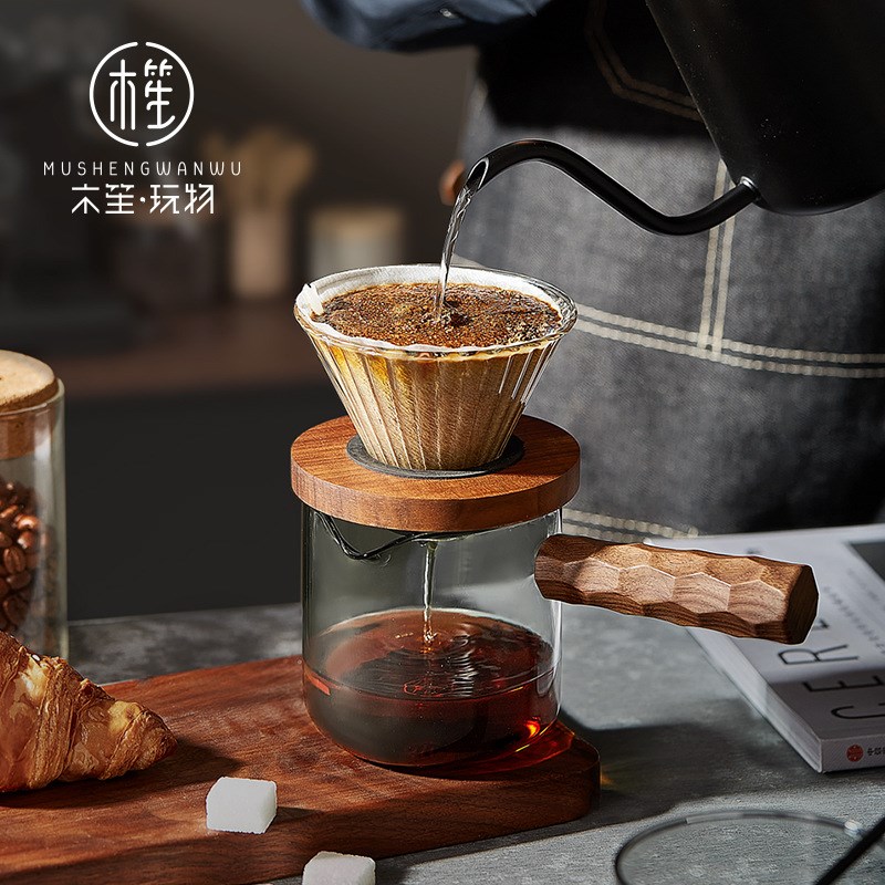 木笙玩物咖啡壶手冲咖啡滤杯玻璃分享壶侧把壶家用美式冰滴漏壶