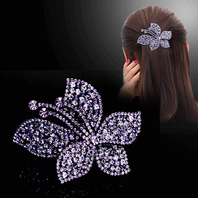 水钻发卡发饰女性夹头卡子花朵发夹盘发k头饰夹女士成人满钻马尾