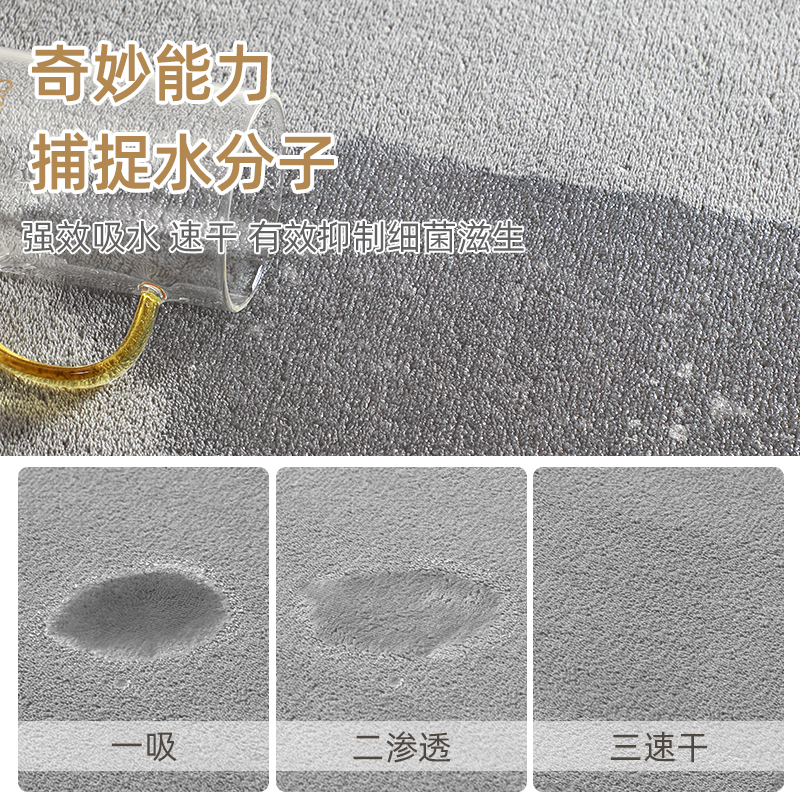 卫生间地垫浴室吸水门垫门v口进门速干脚垫厕所防滑地毯洗手间垫