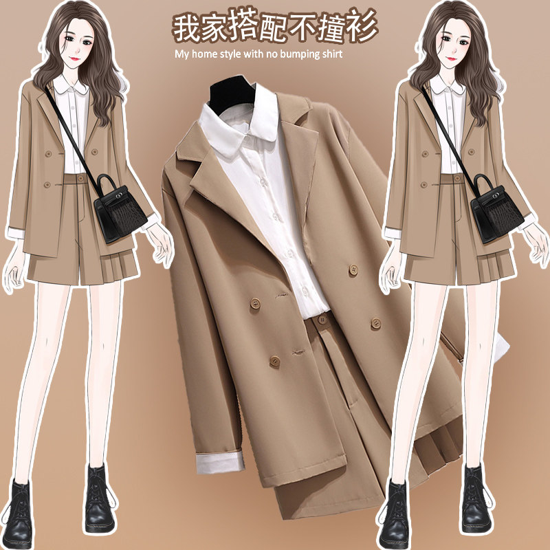 小个子职业装网红气质套装女春秋新款纯欲K西装外套休闲短裤两件