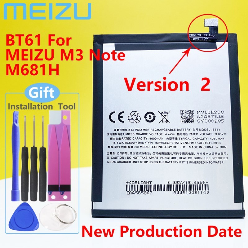 NEW Original MEIZUo BT61 Battery For MEIZU M3 Note/Note3/L68