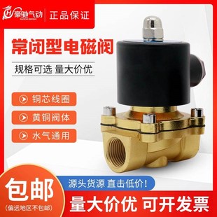 2W025 2W160 星辰常闭电磁阀水阀220V气阀24V 2W250 12V