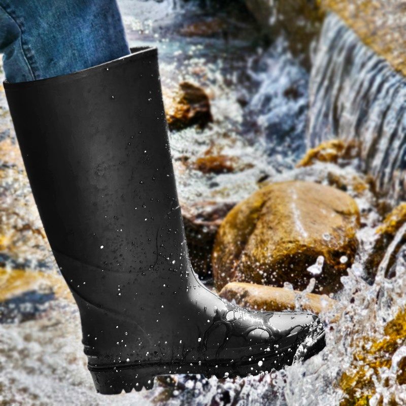 高筒雨鞋男款户外防水防滑耐磨工地厚底劳保男士雨靴成人水鞋胶鞋