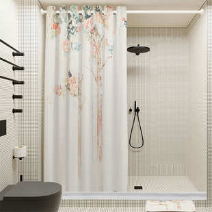 帘挡浴防水隔断帘条浴室水防霉卫生间打孔吸挂帘套磁免加厚