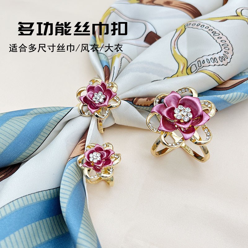 高档玫瑰花丝巾扣时尚披肩大衣腰带打结扣小方巾衬衫飘带系蝴蝶结