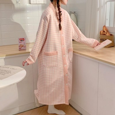 待产裙孕妇带胸垫睡裙春秋冬空气棉哺乳月子服加厚纯棉大码200斤