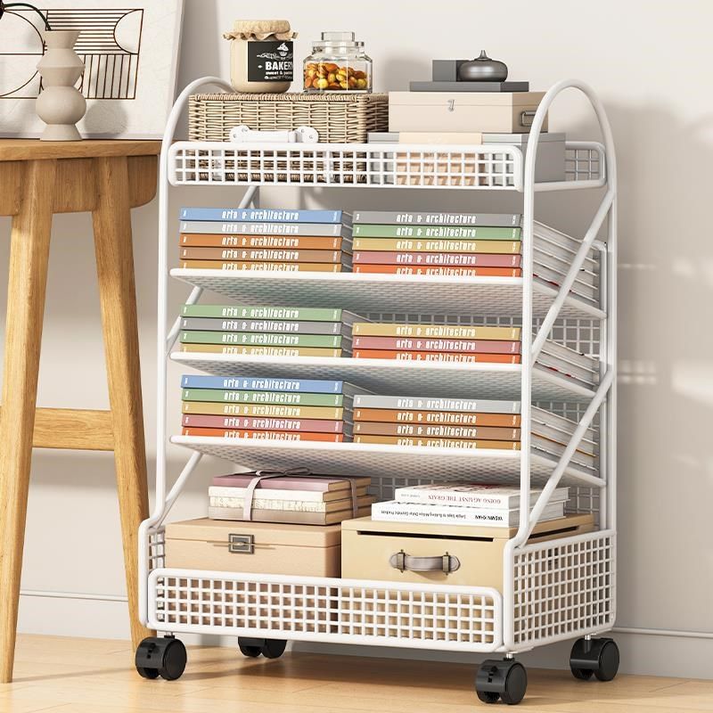 学习桌桌边落地式带轮小书架桌旁书立架儿童简易书柜可移动置物架,收纳整理,书桌收纳置物架,淘宝优惠券,粉丝福利购,淘宝优惠卷