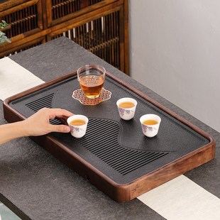 茶盘家用客厅实木小型茶托盘单独仿乌金石干泡台小茶台 2024新款