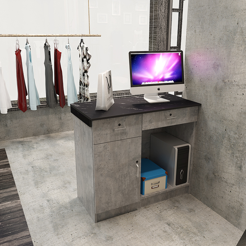 简约现代平面吧台灰白黑色服装理发美甲便利柜台童装店收银台前台