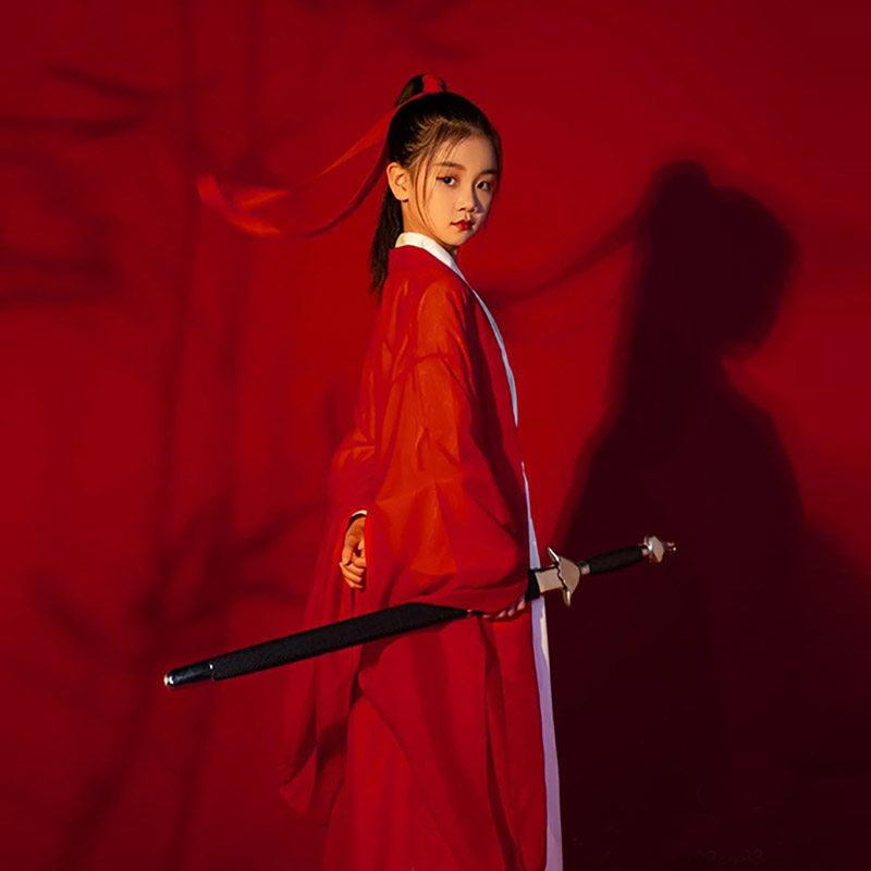 汉服女童花木兰演出服中国u风女侠走秀儿童古装超仙女孩古典国学