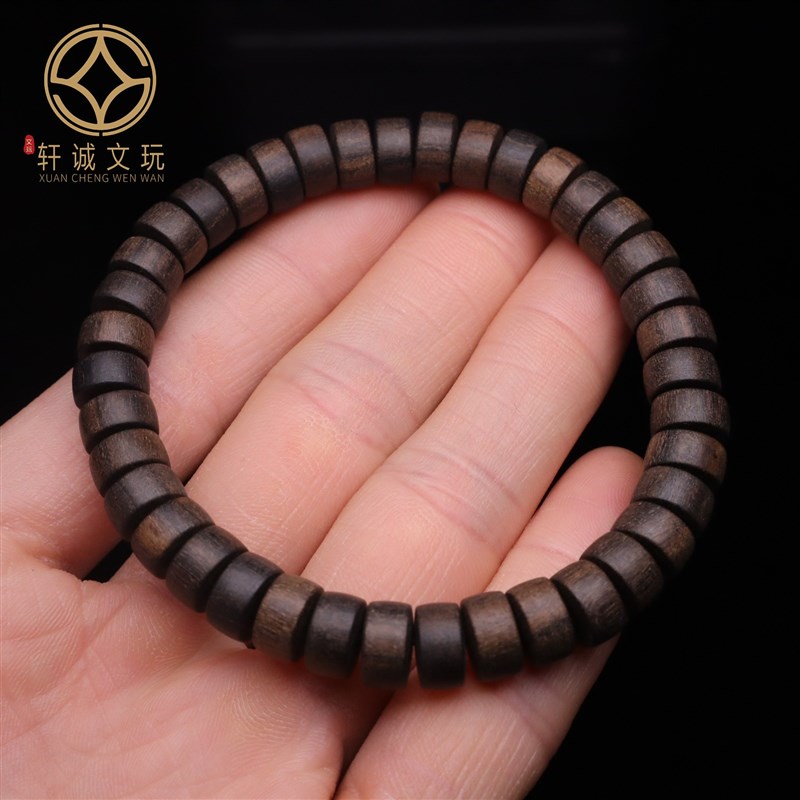 天然沉香绿檀紫檀沉水药片t隔片桶珠108手串散珠文玩配饰单圈手链