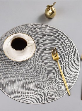 2019 New Gold Silvery Round Placemats Kitchen PVC Mats for D