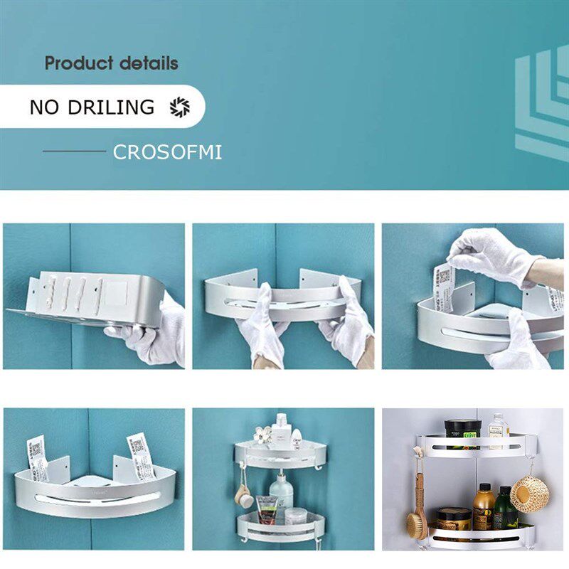 Self-adhesive Wall Triangular Shower Corner Caddy Shelf Bath