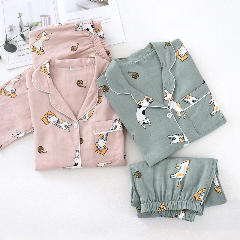 情侣睡衣女春秋纱布长袖开衫家居服男士全棉夏季薄款卡通套装,女士内衣/男士内衣/家居服,睡衣/家居服套装,淘宝优惠券,粉丝福利购,淘宝优惠卷