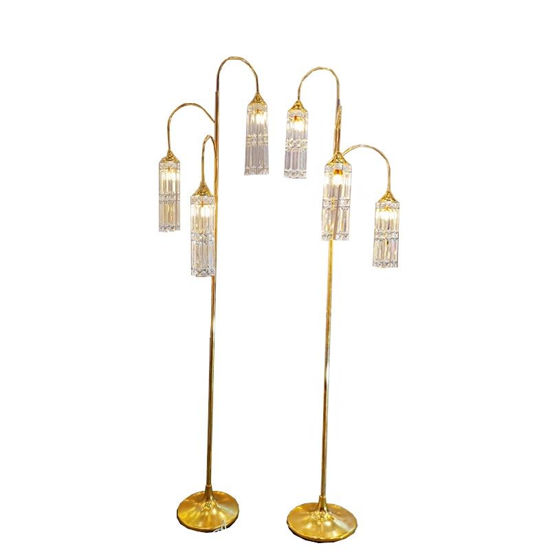 新款婚庆路引灯电镀升降三头水晶灯引路灯婚礼舞台装饰冰条吊顶灯