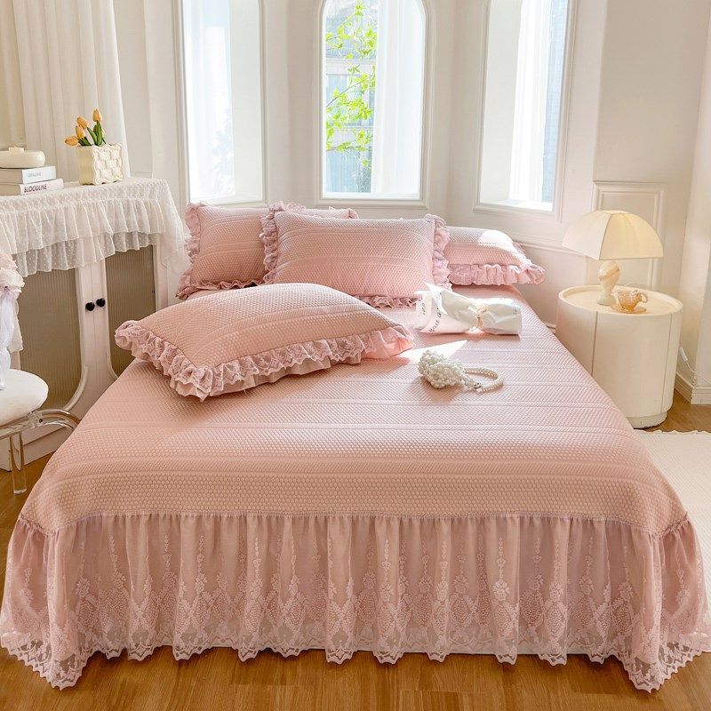 夏季公主风凉感丝豆豆冰丝凉席三件套可水洗机洗床盖床裙款空调席,床上用品,冰丝席,淘宝优惠券,粉丝福利购,淘宝优惠卷