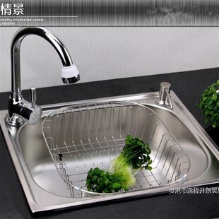 厨房不锈钢水槽单洗碗盆池厨卫加厚加弧边50x40卫生间家用洗菜盆