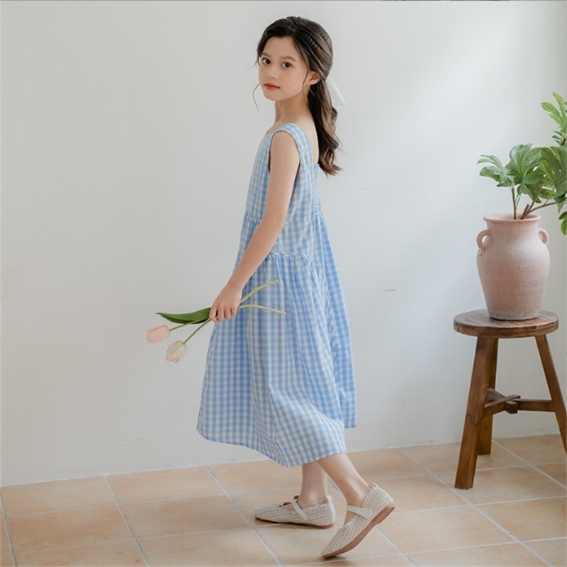 现货女童连衣裙夏季沙滩q裙2024新韩版洋气亲子装中大童海边度假