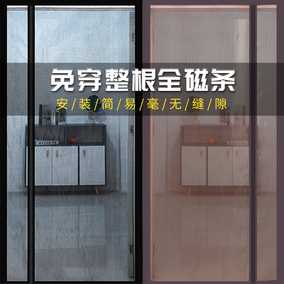 新款夏天侧开防蚊门帘金刚网自吸全磁条纱窗大门整根魔术贴免打孔