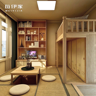 日式 桧木榻榻米床衣柜一体卧室儿童房和室整体设计实木全屋定制