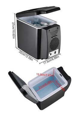 Portable 12V 6 Liter Car Mini Refrigerator Lightweight Dual-