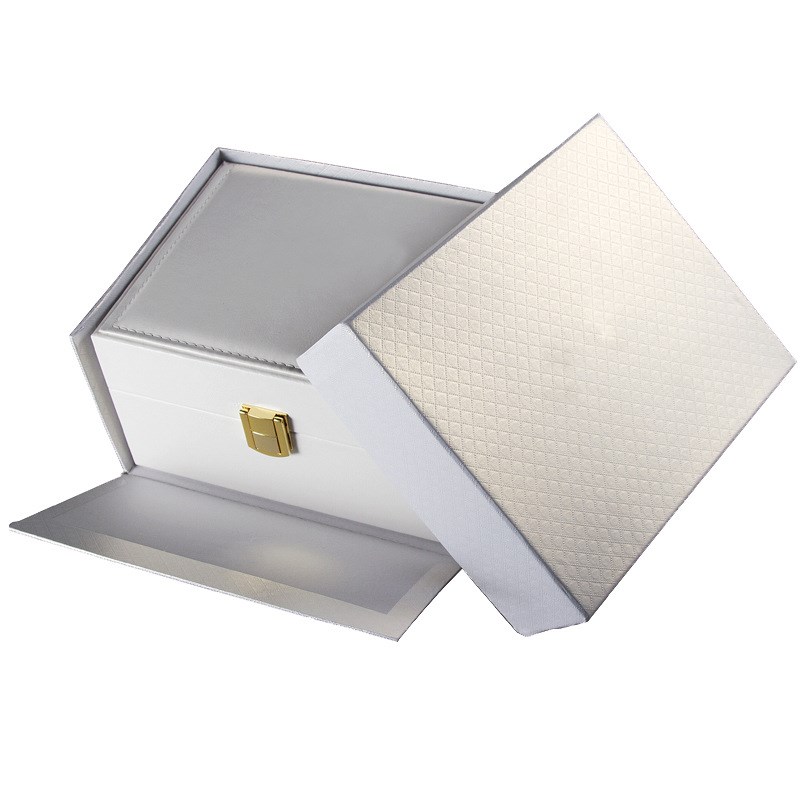 高档手表皮盒精美礼品包装盒 简G约白色皮质翻盖pu手表盒