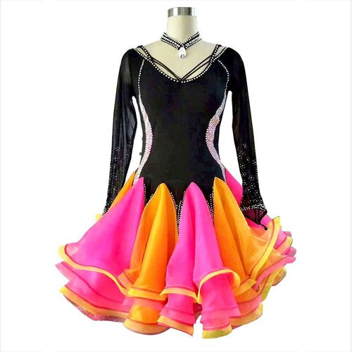 高端拉丁舞裙 三步踩舞服装女成人新款演出 三步踩舞裙连衣裙比赛