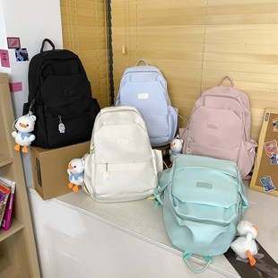 日系简约百搭书包女 大容量高中学生双肩包校园.风休闲背包