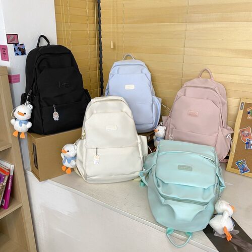 日系简约百搭书包女 大容量高中学生双肩包校园.风休闲背包