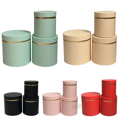 3Pcs/Set Round Gift Flower Box Wedding Party Decoration Soli