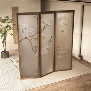2024新款宋代美学屏风隔断客厅进户门口折叠式推拉门移动小型屏风