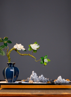 新中式花瓶微景观禅意摆件客厅玄关茶室电视柜枯山水沙盘装饰品