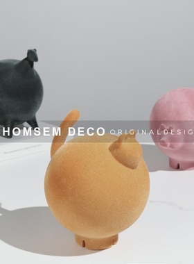 简约现代家居软装毛绒圆球卡通雕塑摆件样板房间客厅书房卧室摆饰