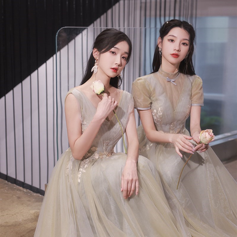 伴娘服姐妹装202m2新款冬季显瘦气质高级感闺蜜团姐妹X裙女简约大