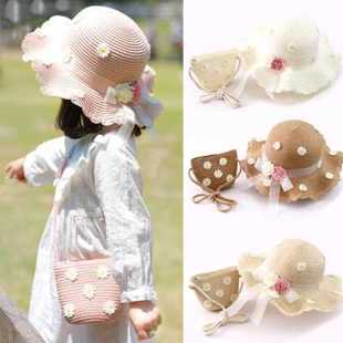 Girl Bag New Kids Set Outdoor Cap Summer Sun Hat 新品 Straw